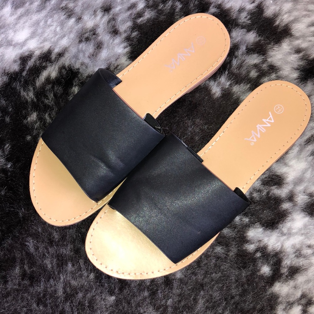 Black slip sandals